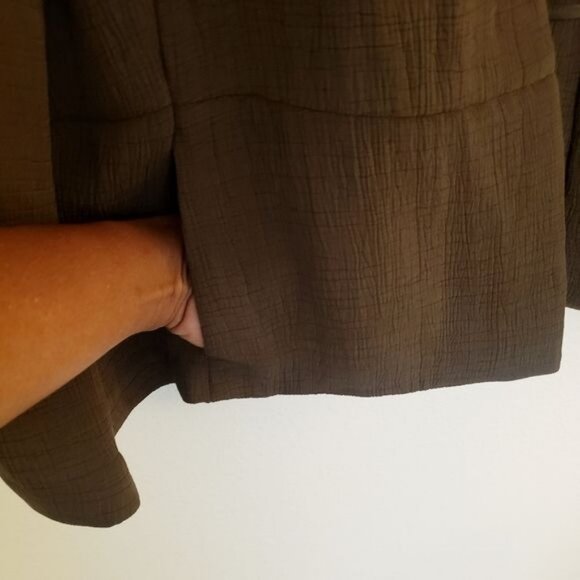 Eileen Fisher Collarless Rayon Silk Olive/Brown Jacket Size XL EUC - Picture 7 of 11